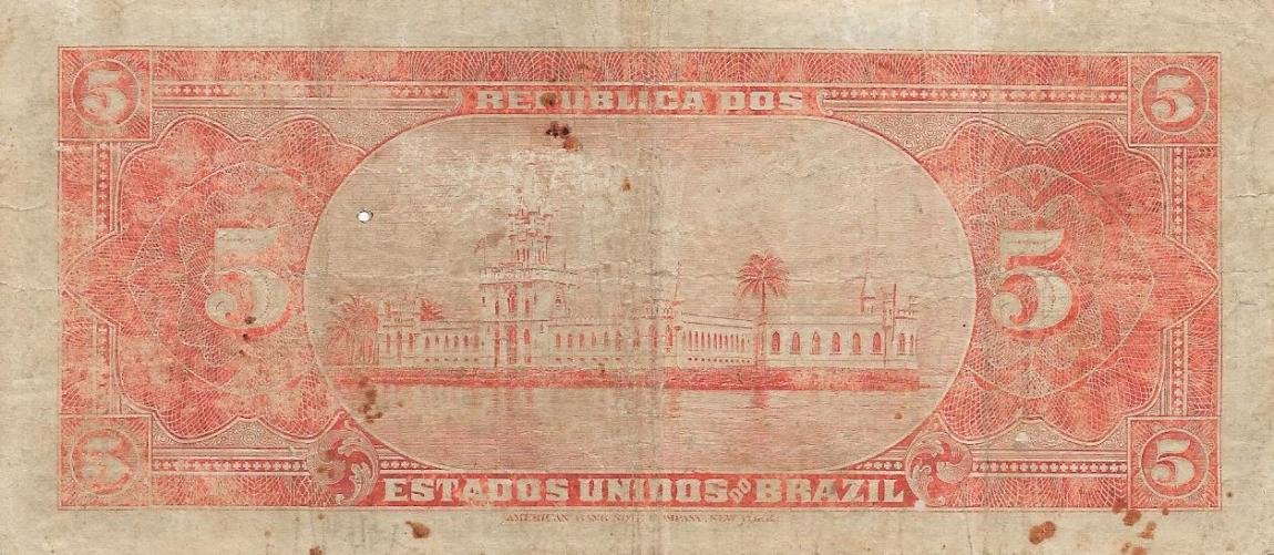 Back of Brazil p22a: 5 Mil Reis from 1909