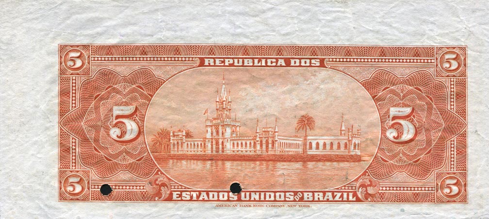 Back of Brazil p22s: 5 Mil Reis from 1909