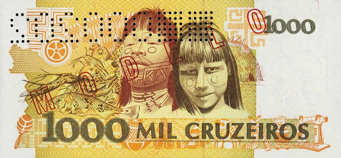 Back of Brazil p231s: 1000 Cruzeiros from 1990