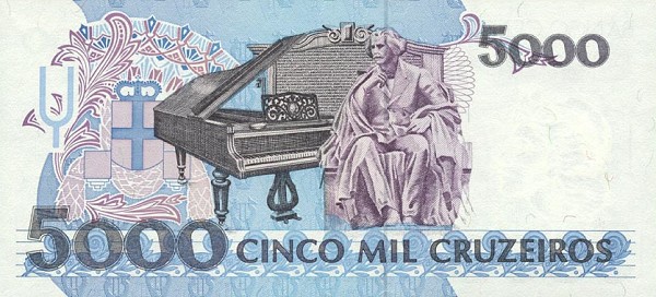 Back of Brazil p232b: 5000 Cruzeiros from 1992