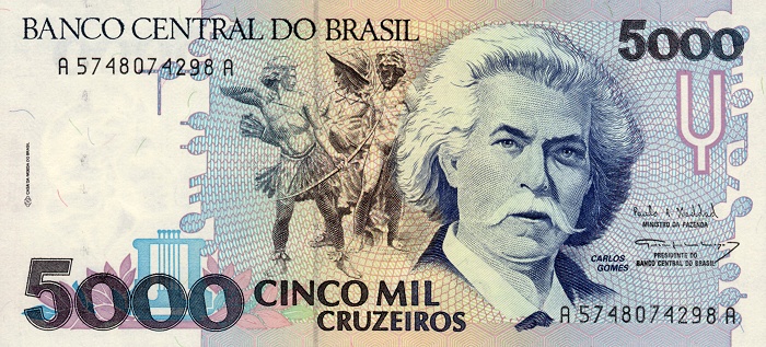 Front of Brazil p232c: 5000 Cruzeiros from 1993