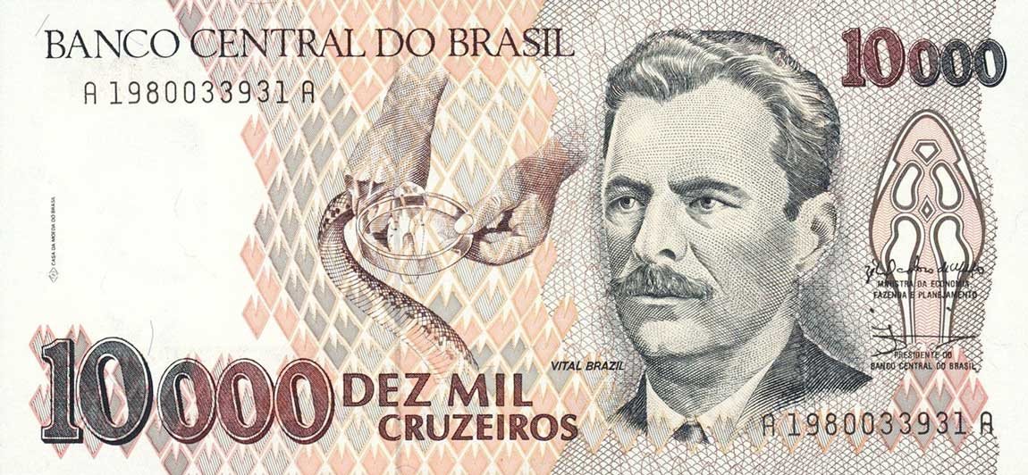 Front of Brazil p233a: 10000 Cruzeiros from 1991