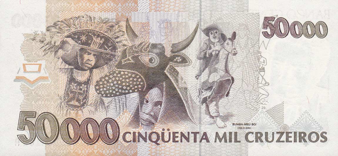 Back of Brazil p234a: 50000 Cruzeiros from 1992