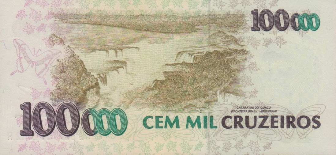 Back of Brazil p235c: 100000 Cruzeiros from 1993