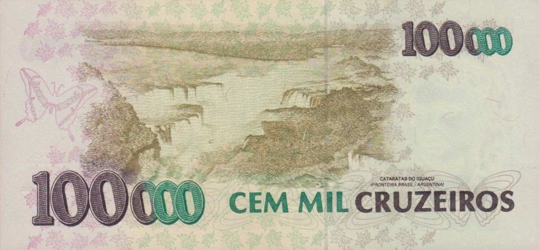 Back of Brazil p235d: 100000 Cruzeiros from 1993