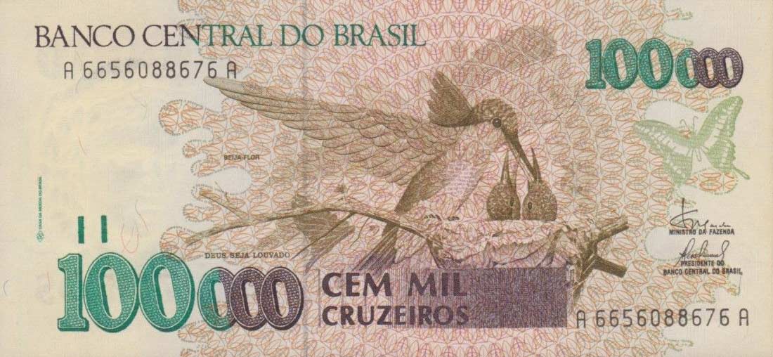 Front of Brazil p235d: 100000 Cruzeiros from 1993