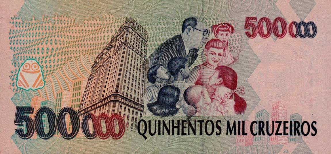 Back of Brazil p236b: 500000 Cruzeiros from 1993