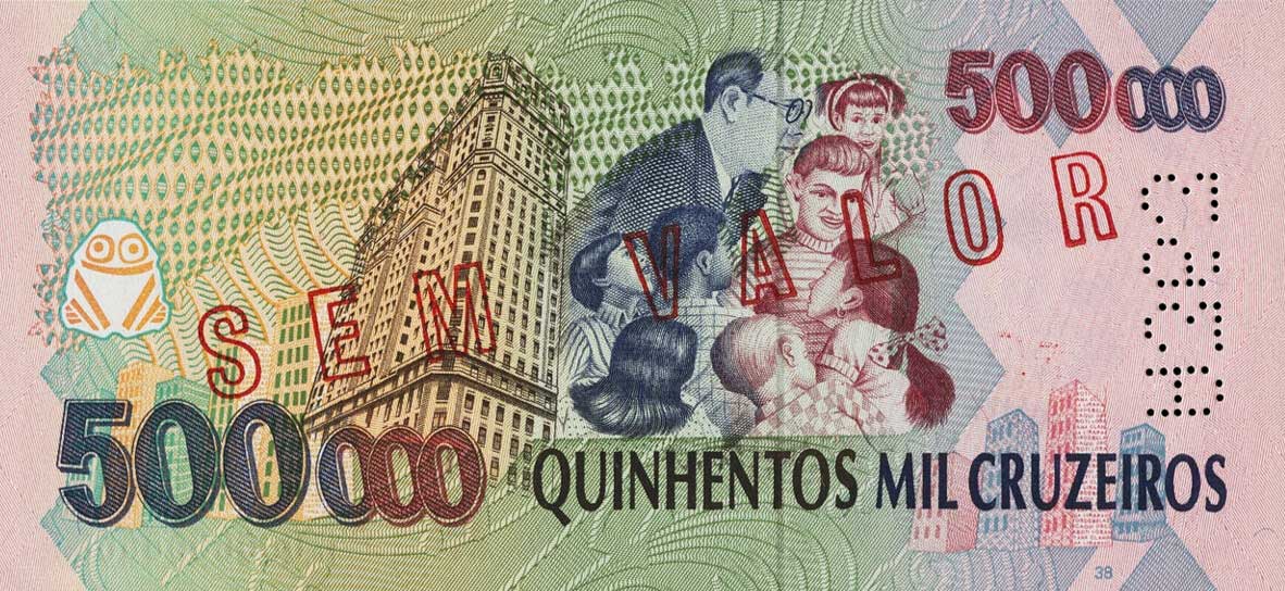 Back of Brazil p236s: 500000 Cruzeiros from 1993