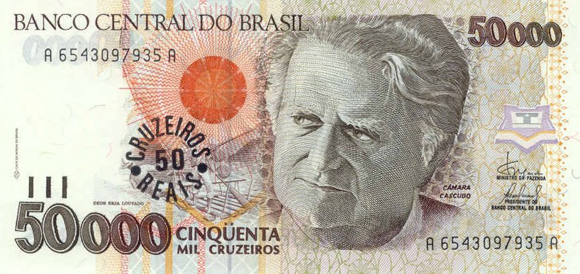 Front of Brazil p237: 50 Cruzeiro Real from 1993