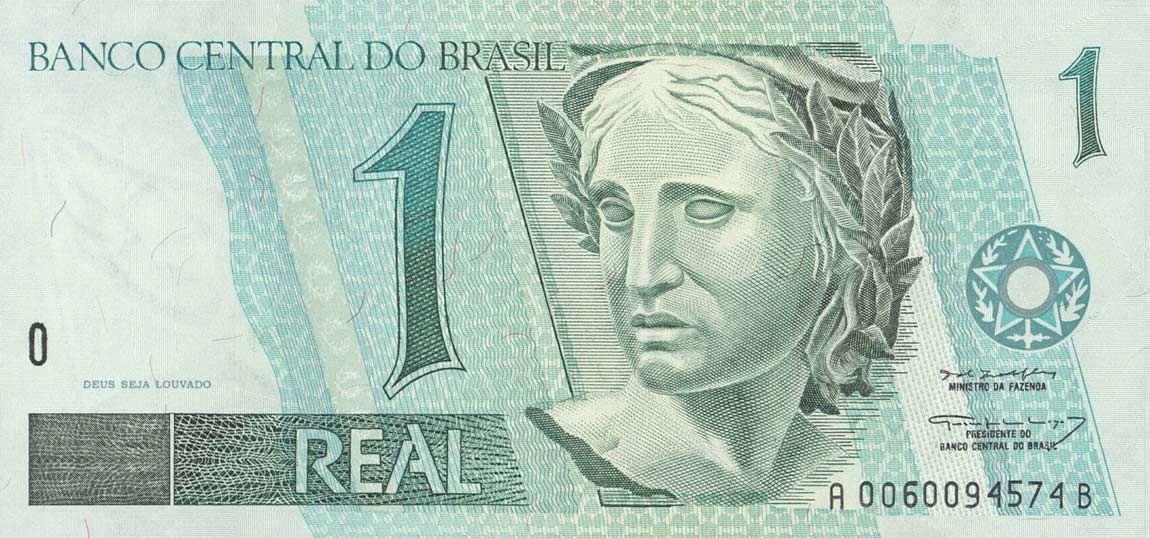 Front of Brazil p243Aa: 1 Real from 1997