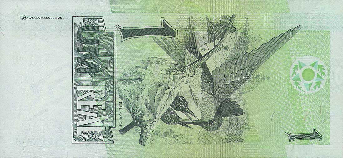 Back of Brazil p243Ac: 1 Real from 1997