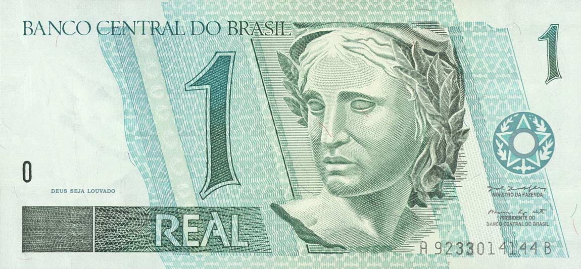 Front of Brazil p243Ad: 1 Real from 1997