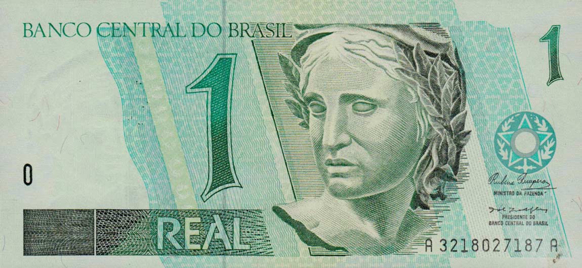 Front of Brazil p243b: 1 Real from 1994