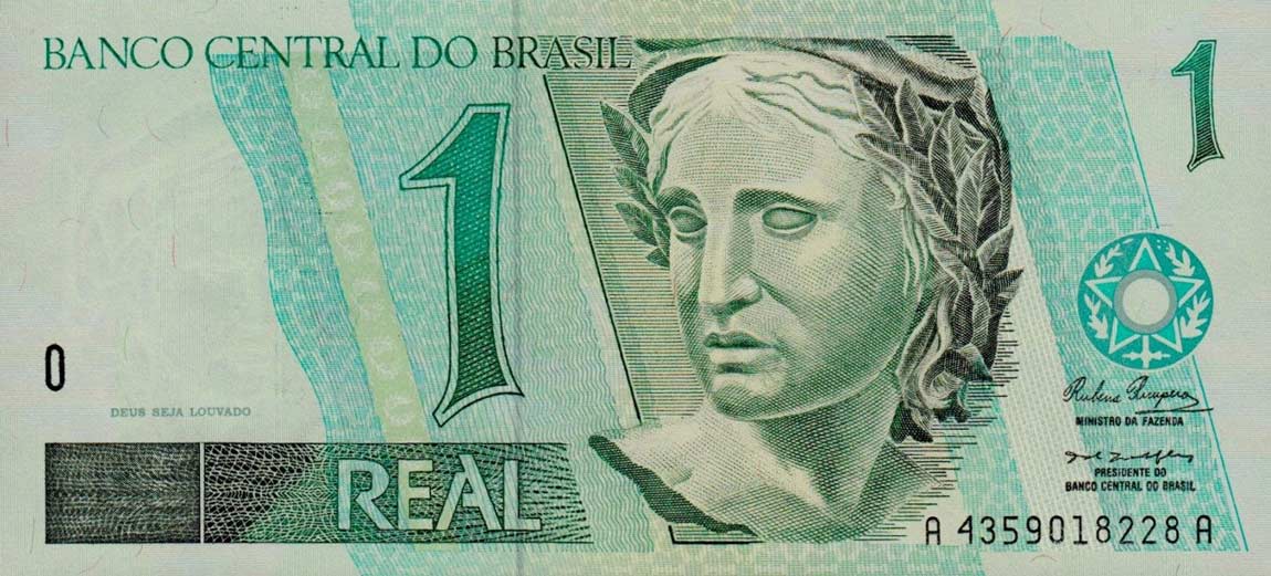 Front of Brazil p243c: 1 Real from 1994