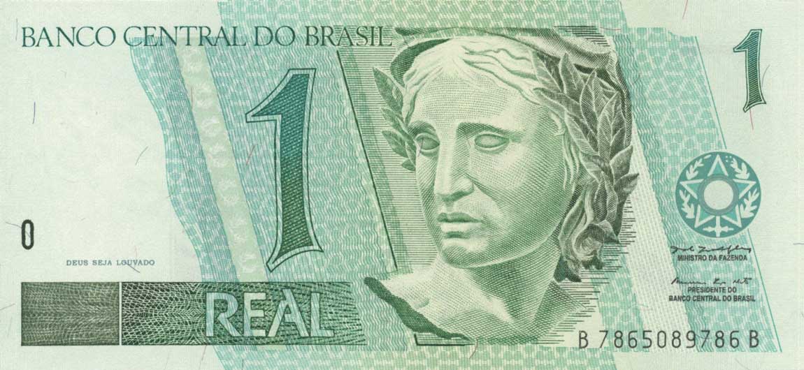 Front of Brazil p243e: 1 Real from 1994