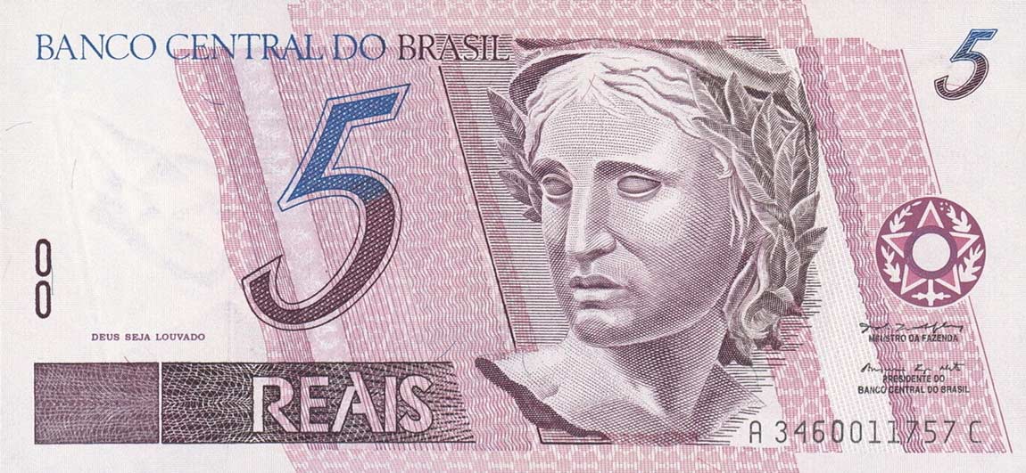 Front of Brazil p244Ad: 5 Reais from 1997