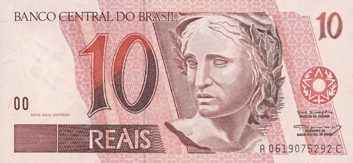 Front of Brazil p245Aa: 10 Reais from 1997