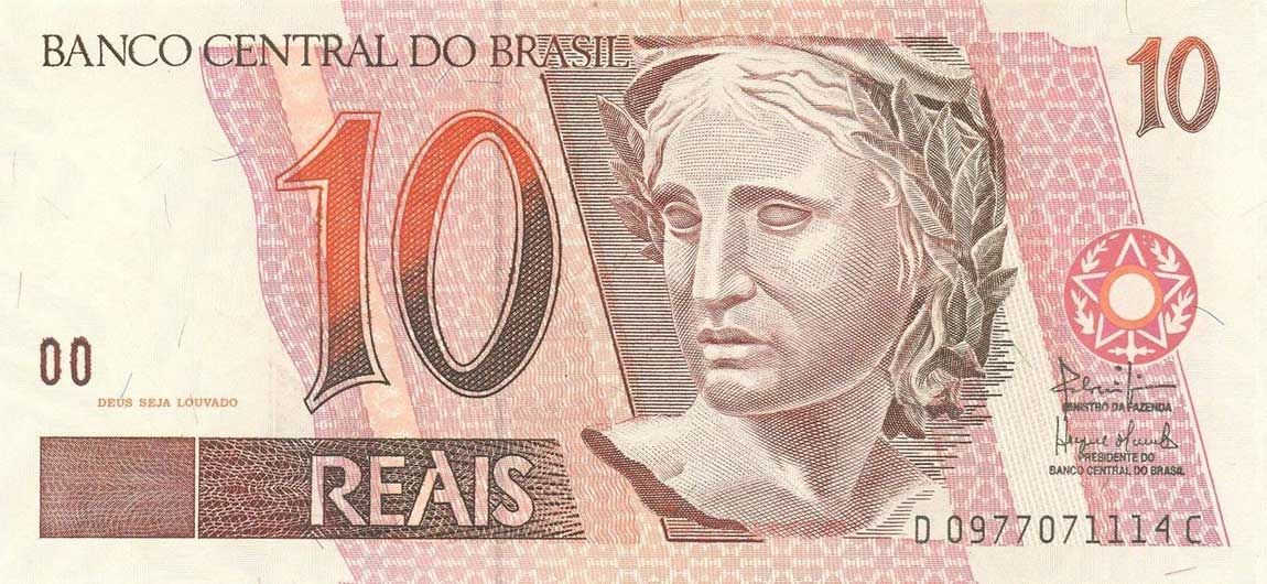 Front of Brazil p245Ah: 10 Reais from 1997