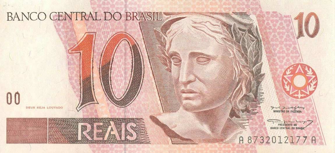 Front of Brazil p245g: 10 Reais from 1994