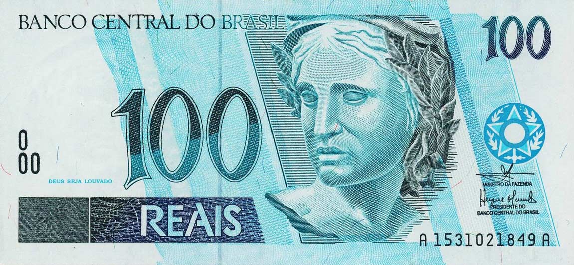 Front of Brazil p247e: 100 Reais from 1994