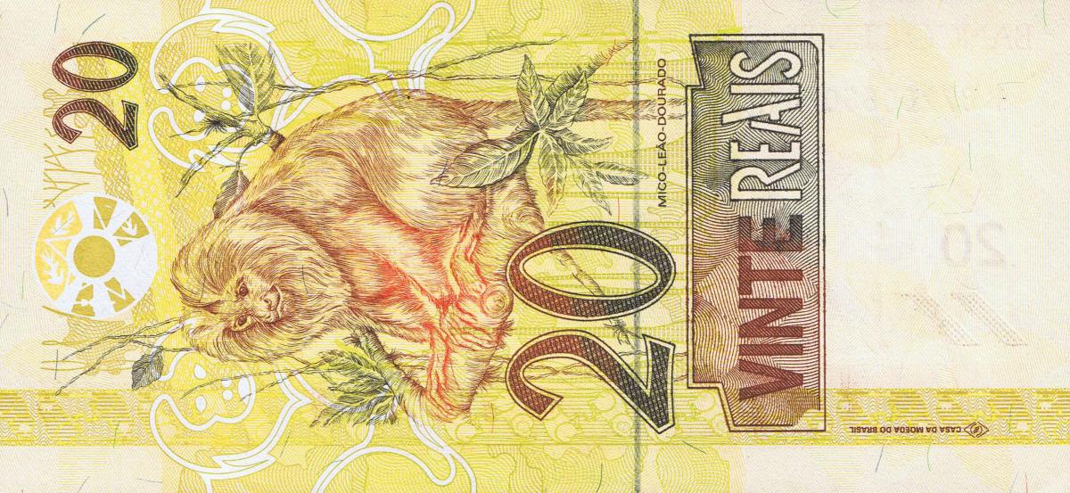 Back of Brazil p250c: 20 Reais from 2002