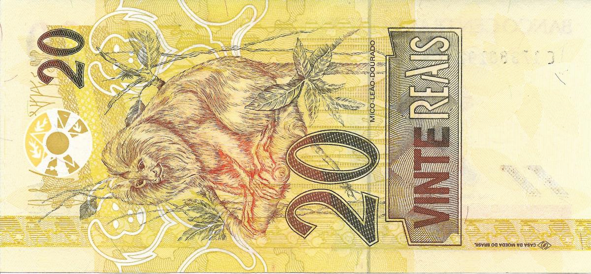 Back of Brazil p250g: 20 Reais from 2002