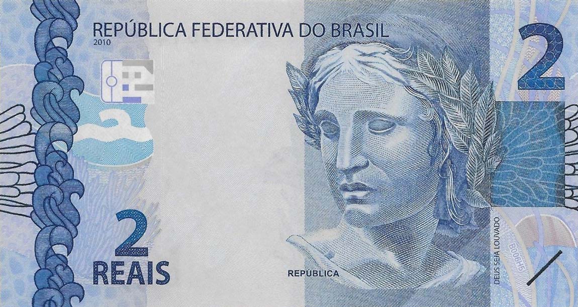 Front of Brazil p252a: 2 Reais from 2010