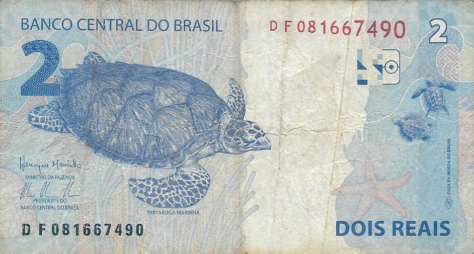 Back of Brazil p252c: 2 Reais from 2010