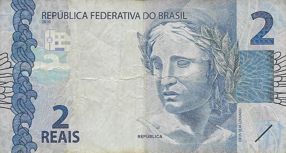 Front of Brazil p252c: 2 Reais from 2010