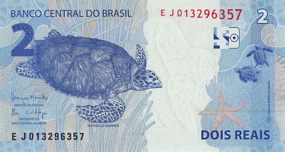 Back of Brazil p252d: 2 Reais from 2010