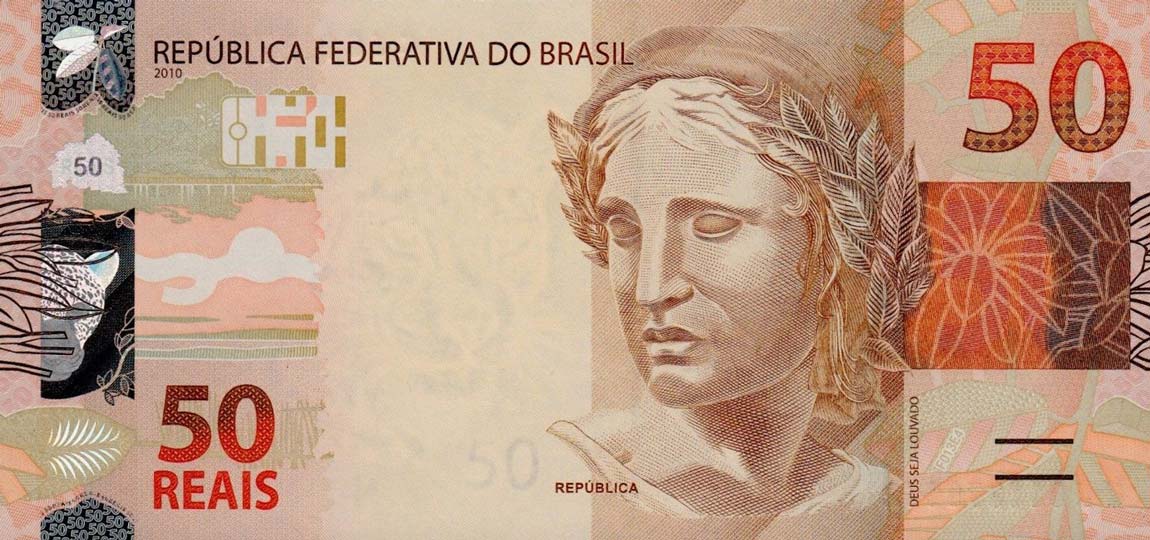 Front of Brazil p256a: 50 Reais from 2010