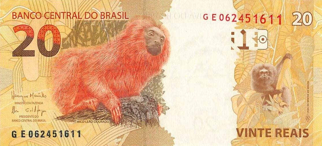 Back of Brazil p255c: 20 Reais from 2010