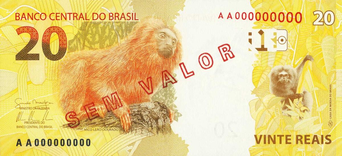 Back of Brazil p255s: 20 Reais from 2010