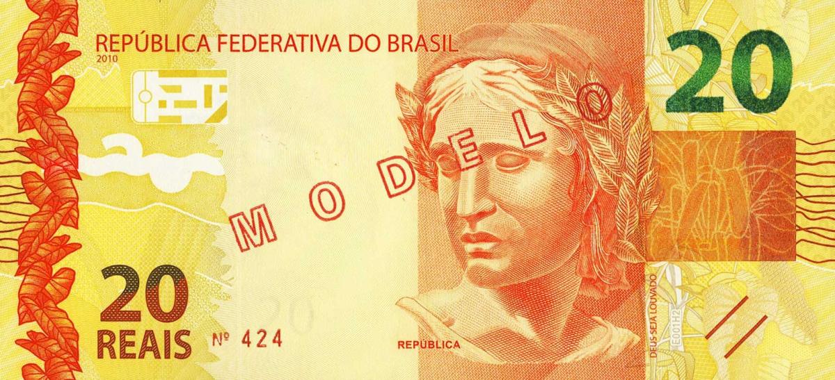 Front of Brazil p255s: 20 Reais from 2010