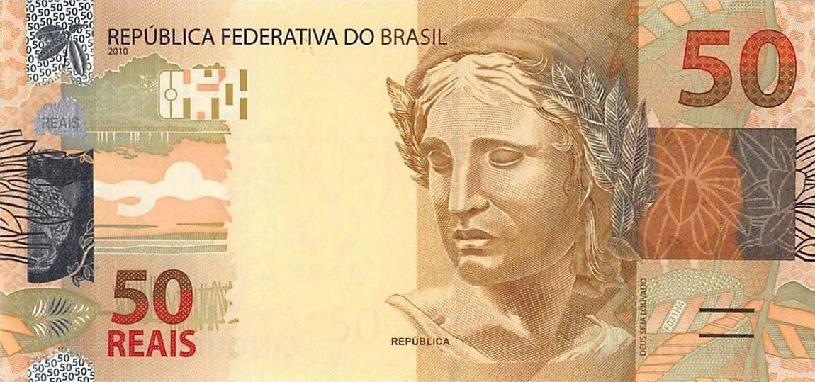 Front of Brazil p256e: 50 Reais from 2010