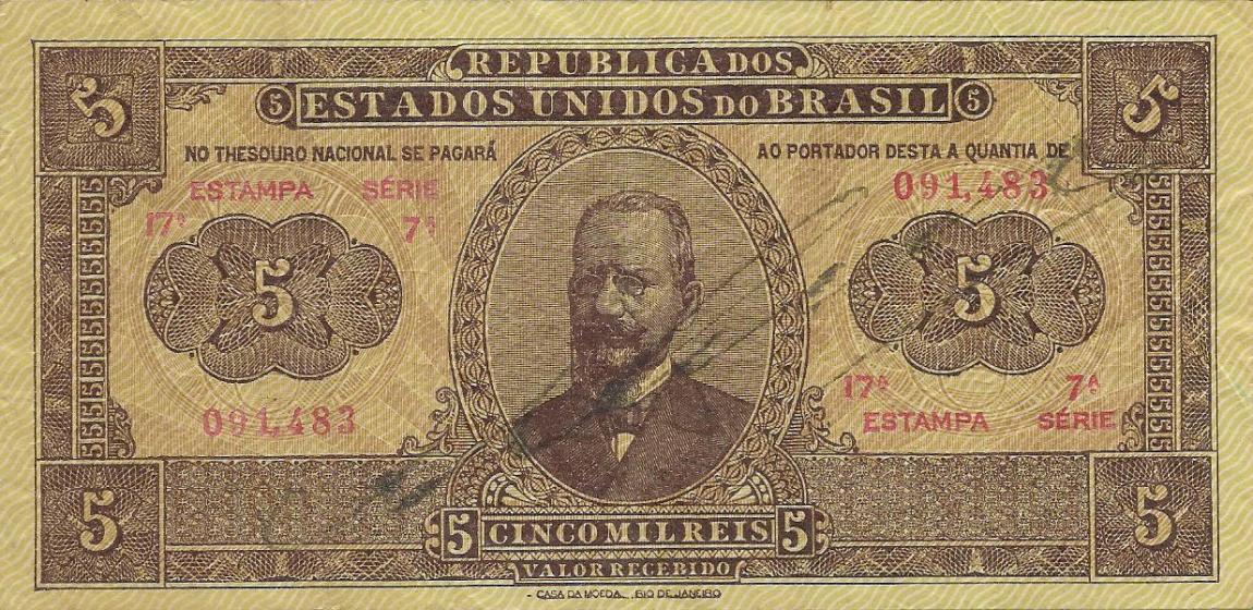 Front of Brazil p27a: 5 Mil Reis from 1922