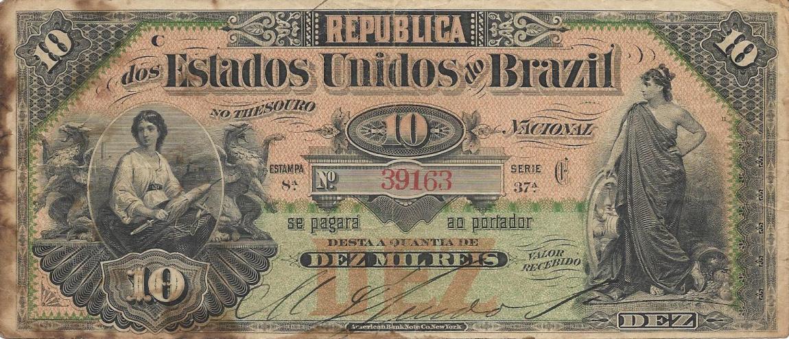 Front of Brazil p30a: 10 Mil Reis from 1892