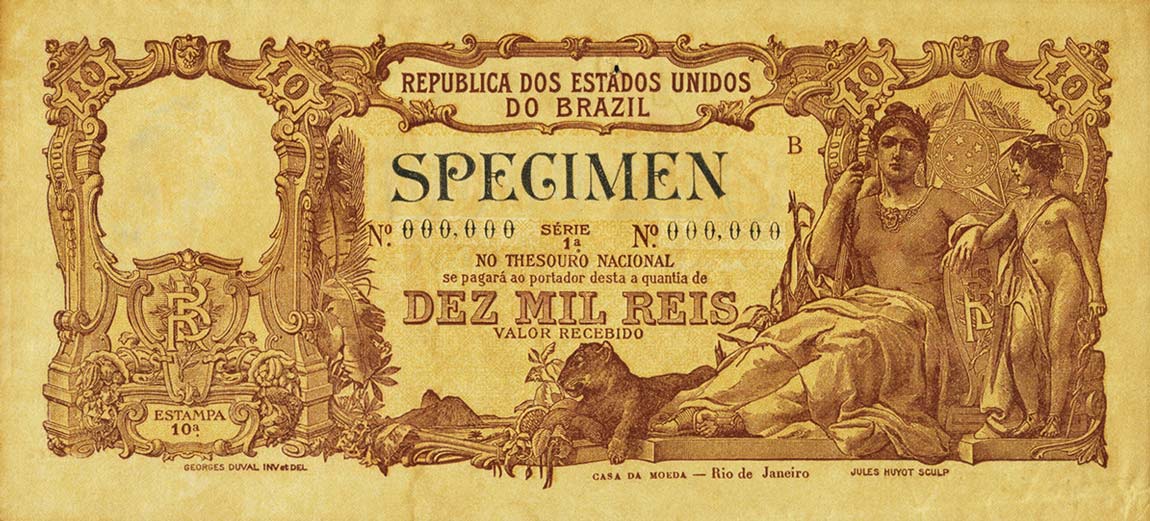 Front of Brazil p32s: 10 Mil Reis from 1907