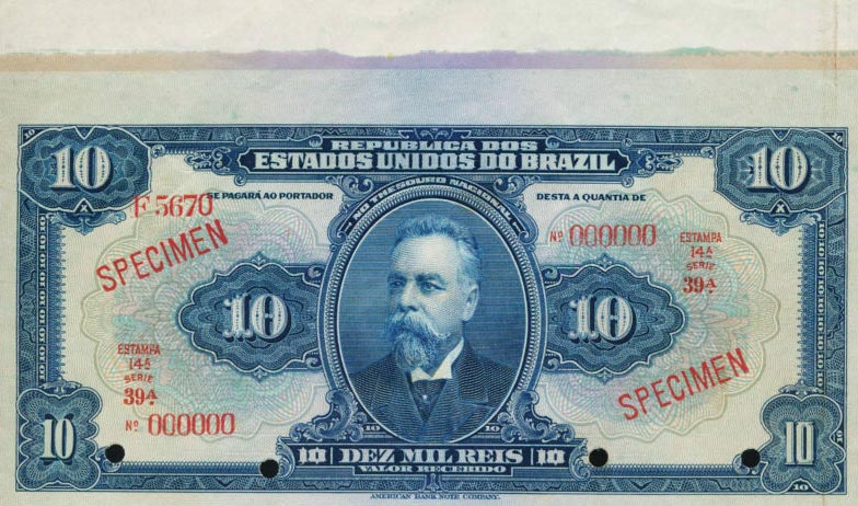 Front of Brazil p36s: 10 Mil Reis from 1918