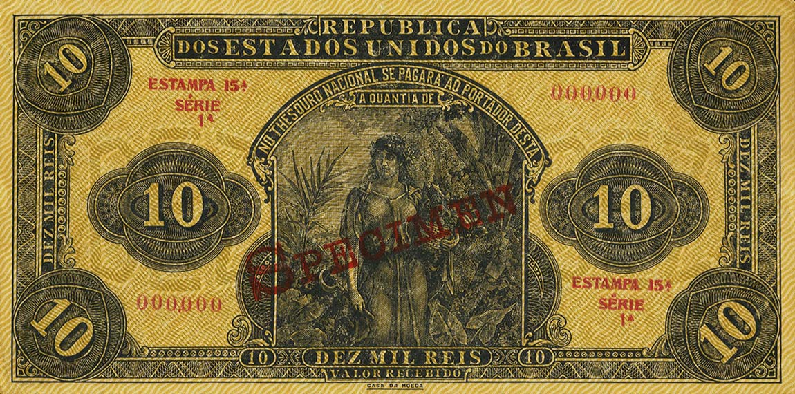 Front of Brazil p37s: 10 Mil Reis from 1923