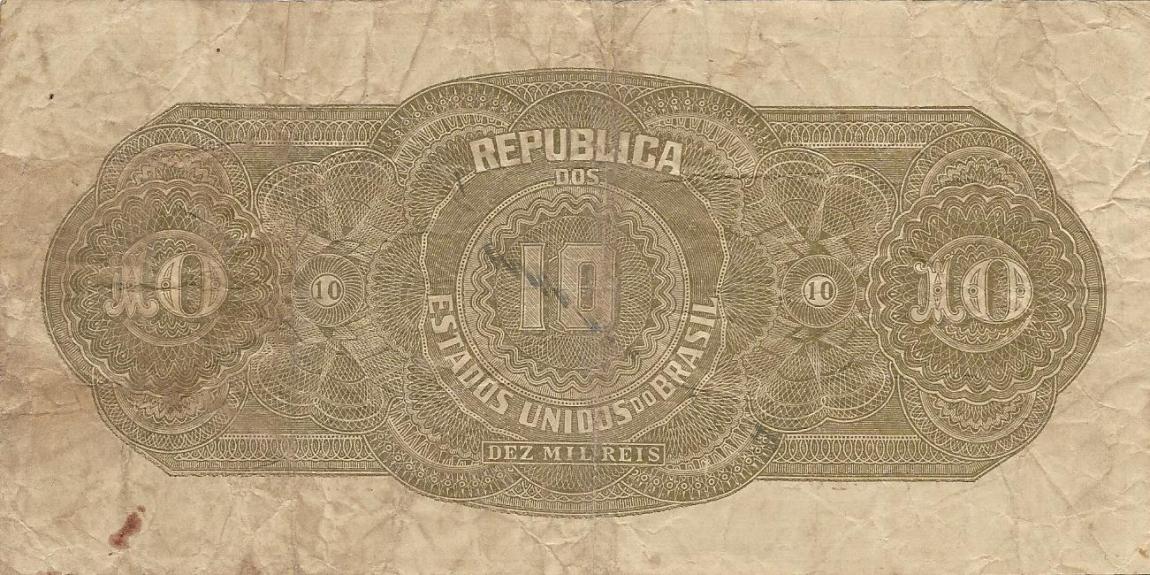 Back of Brazil p38a: 10 Mil Reis from 1924