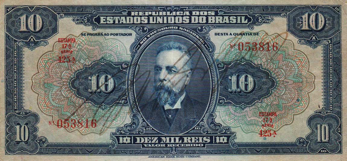 Front of Brazil p39c: 10 Mil Reis from 1925