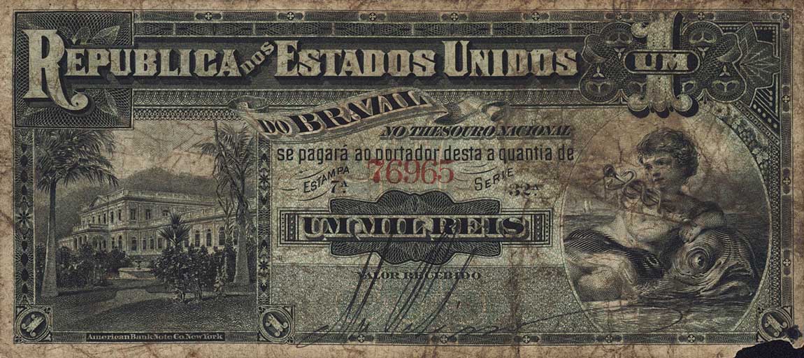 Front of Brazil p3c: 1 Mil Reis from 1891