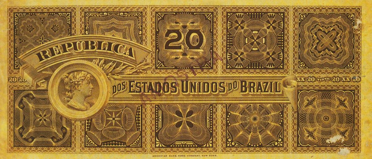 Back of Brazil p40s: 20 Mil Reis from 1892