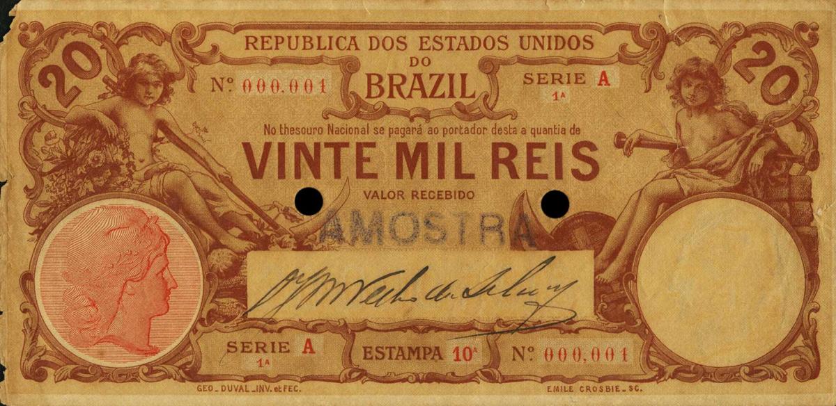 Front of Brazil p42s: 20 Mil Reis from 1905