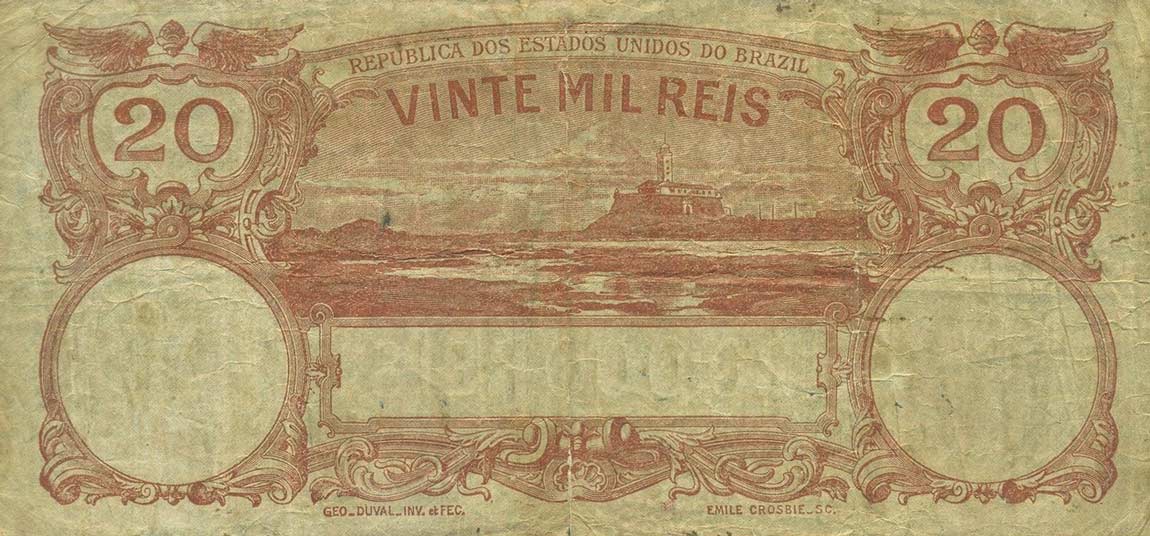 Back of Brazil p43a: 20 Mil Reis from 1907