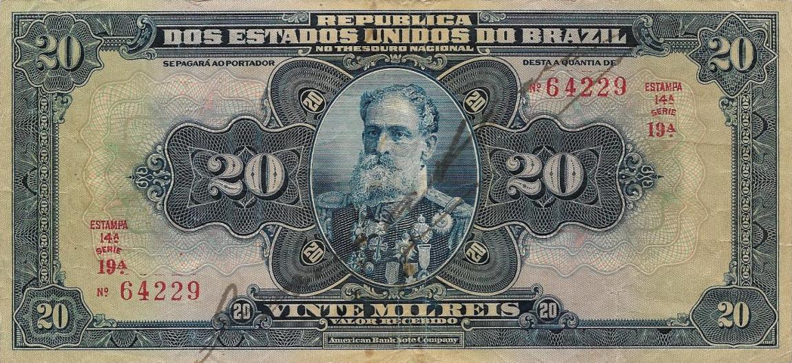 Front of Brazil p46a1: 20 Mil Reis from 1919