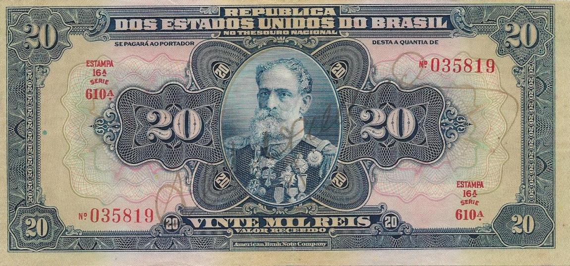 Front of Brazil p48d: 20 Mil Reis from 1931