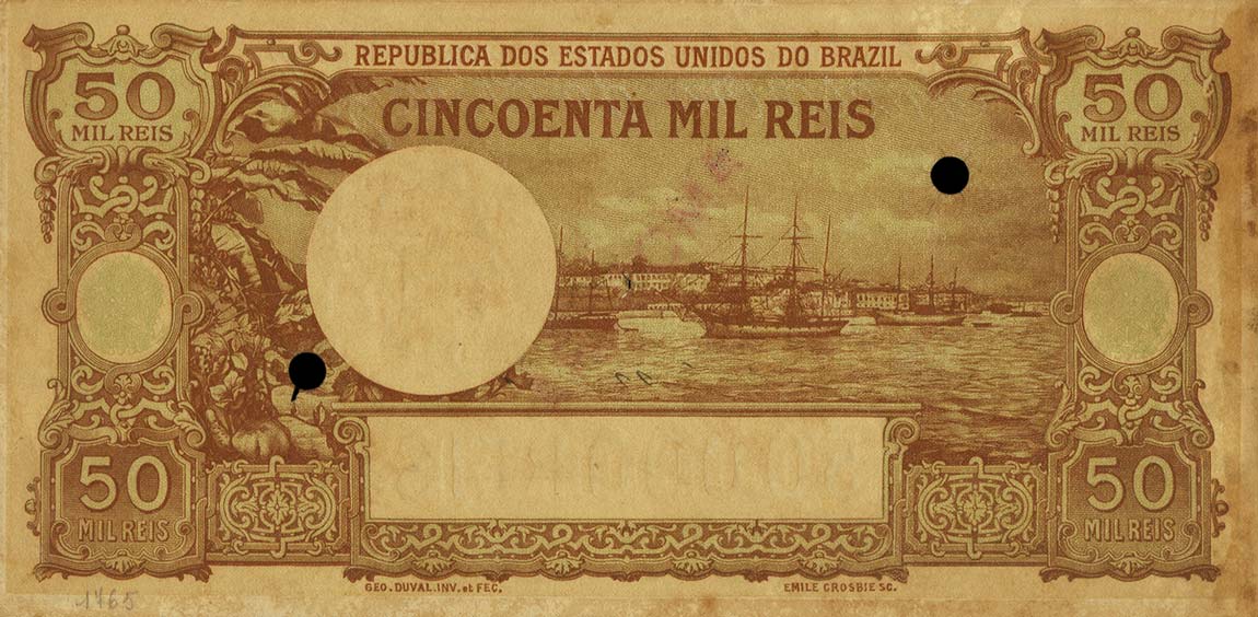 Back of Brazil p51s: 50 Mil Reis from 1906