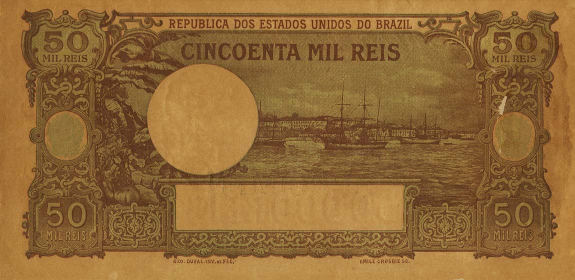 Back of Brazil p52s: 50 Mil Reis from 1908